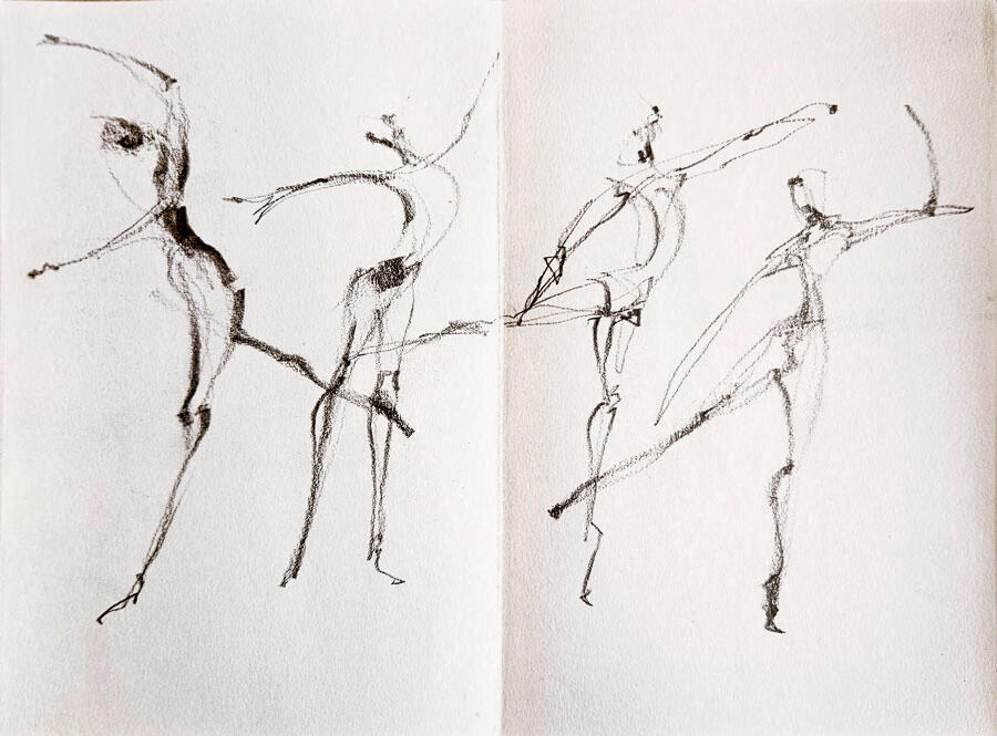 Continuous sketch from Matthew Bourne rehearsal